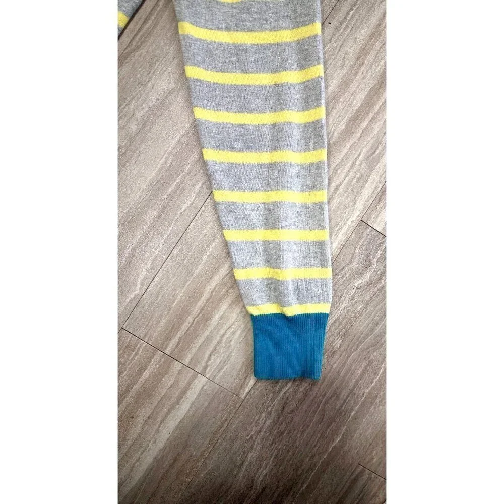 Ben Sherman Men's XL Striped Sweater Gray Yellow Blue-Green Cuffs